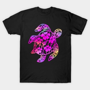 Sea Turtle: Hot Pink Neon Rainbow Boho VSCO Holographic Hippie Vibe T-Shirt